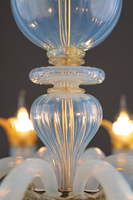 Lustre Art Déco en Verre de Murano à 6 Lumières avec LED Blanc Chaud 3500K 150cm