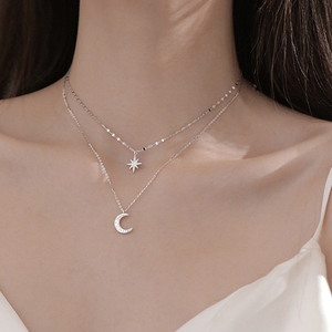 Hete Verkoop Delicate Maan Ketting Glanzende Sterren Gelaagde Hanger Choker Verjaardagsfeestje Geschenken Mode Vrouwen - Product Image 5