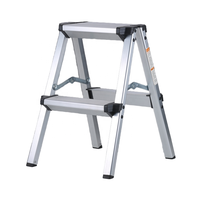 Échelle pliable double face en aluminium noir en 2 étapes EN 131 Tabouret pour RV Pêche Supermarché Salle de bain Entrepôt Livraison gratuite