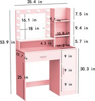 Coiffeuse en bois pour filles avec tabouret et miroir Table de maquillage pour le rangement de la chambre à coucher