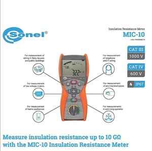 เครื่องทดสอบความต้านทานฉนวน Sonel MIC-10 ช่วงแรงดันหลายระดับ กันน้ำ เครื่องมือวัดอิเล็กทรอนิกส์แบบพกพาเพื่อความปลอดภัย - Product Image 3