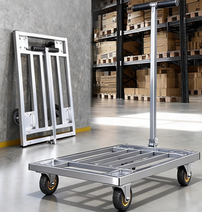 MILLMISS truk Platform logam kualitas tinggi 90*60cm pipa baja las 4 roda troli Platform lipat baja 500kg - Product Image 6