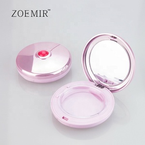 Caja compacta de polvo de cristal rosa, plata, rojo, redonda, polvo de alta cobertura, Bronceador compacto, caja de polvo de prensa, doble capa - Product Image 1