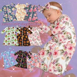 Sac de couchage zippé à imprimé floral pour bébé fille avec bandeau assorti, couverture portable personnalisée à imprimé de vacances pour nourrissons de 0 à 24 mois - Product Image 1