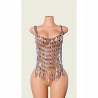Top Corset Transparent en Acrylique Scintillant à Bretelles Fines et Chaîne, Style Festif et Polyvalent, pour l'Exportation