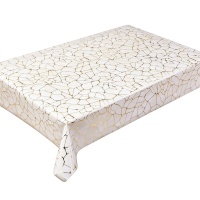Nappe de table en PVC motif glace craquelée ligne or de luxe, texture marbre géométrique irrégulière, imperméable et anti-taches
