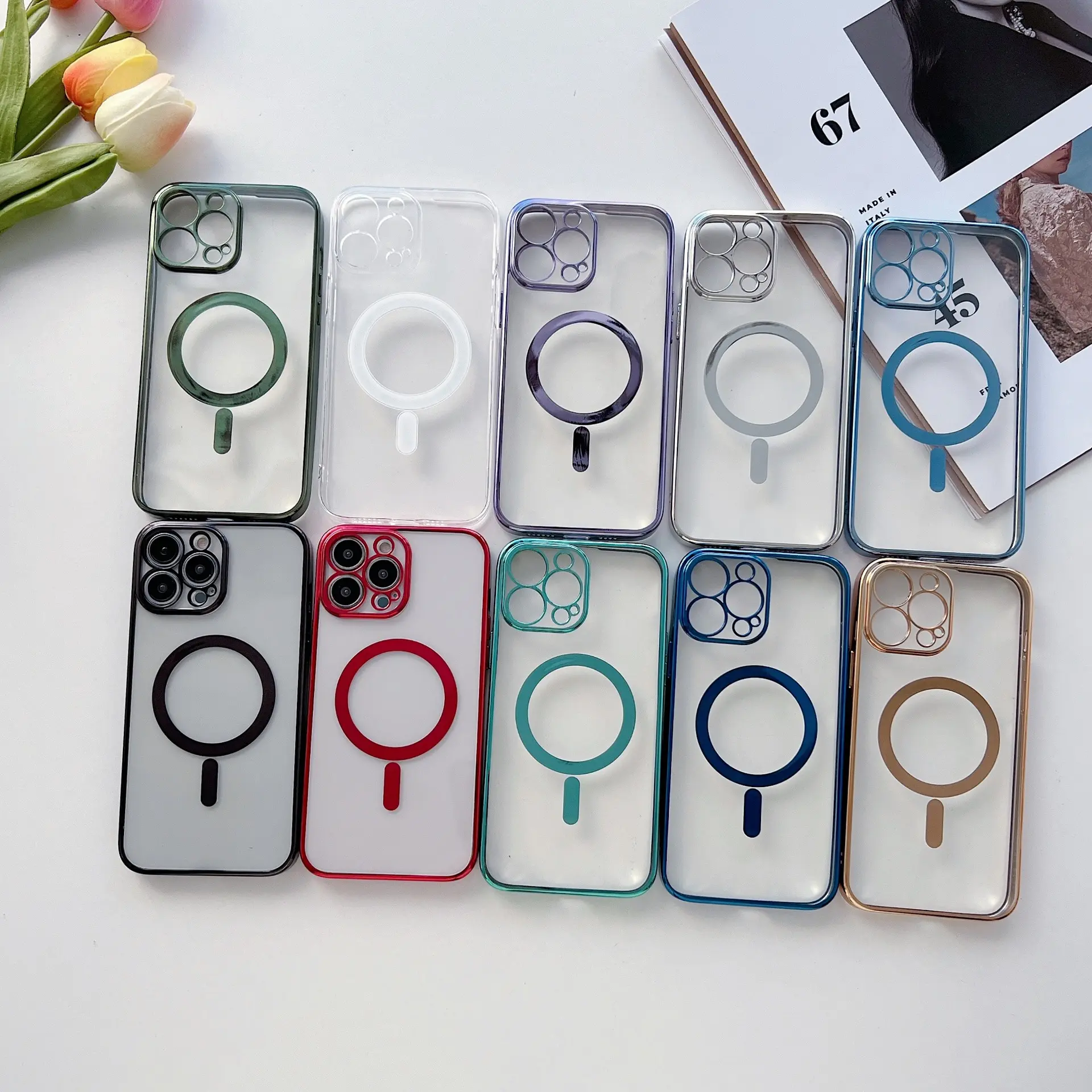 Suitable for magsafe magnetic suction car iPhone 13 mobile phone shell electroplating iPhone 11/12 pro max silicone soft shell
