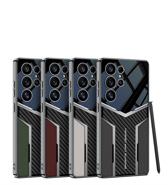 Gkk Original 3-in-1 PU Leather and TPU Phone Case for Samsung S24/S25 Ultra Carbon Fiber Pattern Mobile Phone Cover