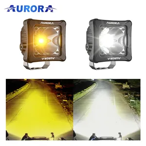 AURORA fog lights square led work light for off-road yellow and white color Off road 4x4 ATV Truck led light for motorcycle