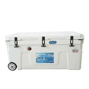 פלסטיק יכול צורת Cooler תיבת חזה חיצוני חזה קרח תיבת עם עגלה עבור קרח לשמור יין ומשקאות מגניב תיבה 120L