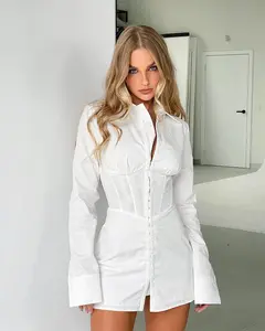 2022 abito lungo Sexy aderente in maglia con scollo a V e scollo a V all'ingrosso di alta qualità