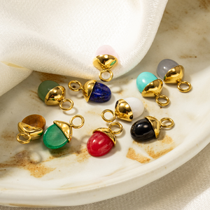 Para amuletos de piedra natural con forma de bellota |   Colgantes de Acero Inoxidable con Baño de Oro PVD de 18K, Joyería de Moda para Hacer Colgantes - Product Image 6