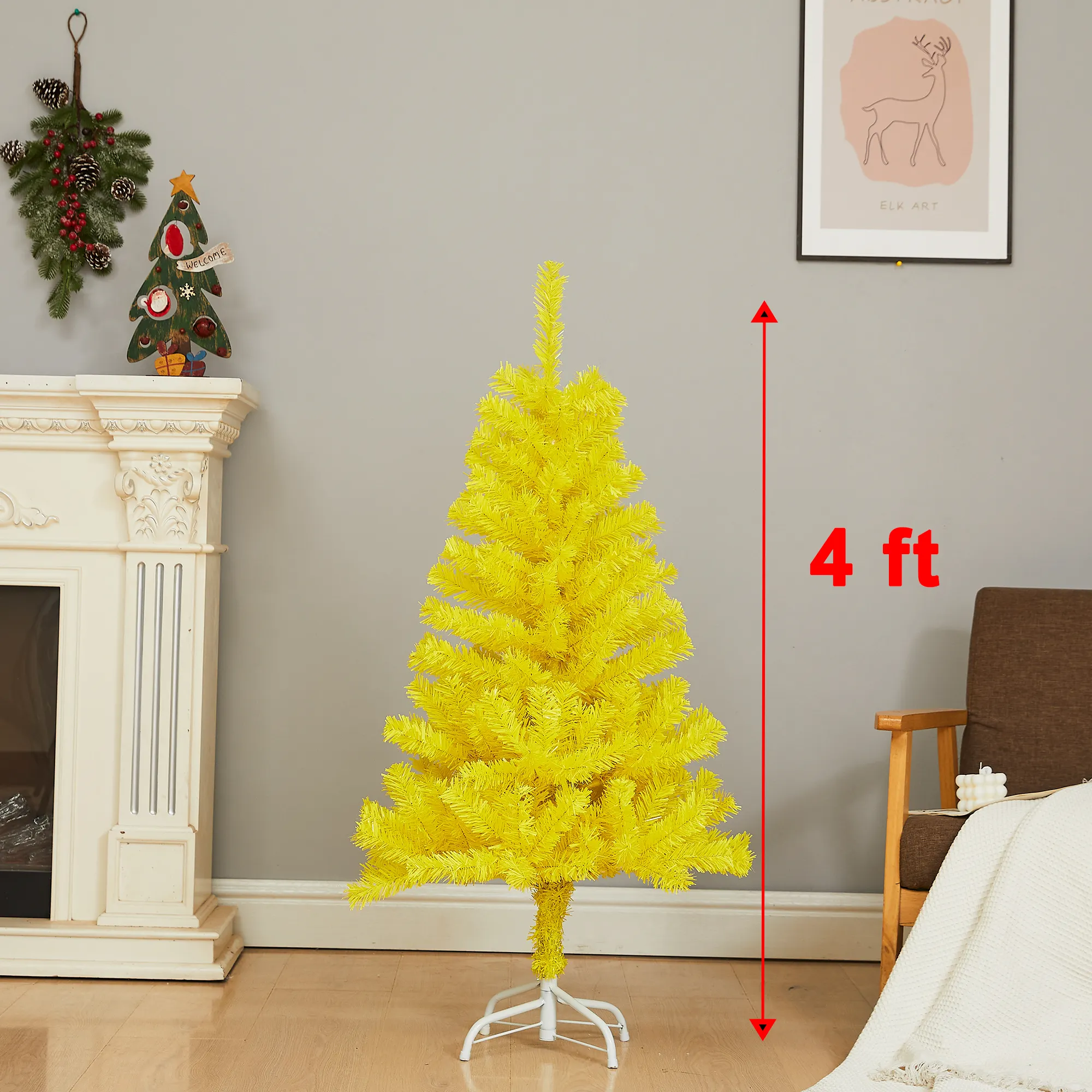Sevenlots arbre de Noël pour la décoration arbre de Noël vacances intérieur décor à la maison 3ft à 7ft jaune ou couleur personnalisée