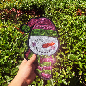 Komik işlemeli noel yamalar üzerinde popüler sopa özel Glitter şönil noel payetli yamalar - Product Image 3