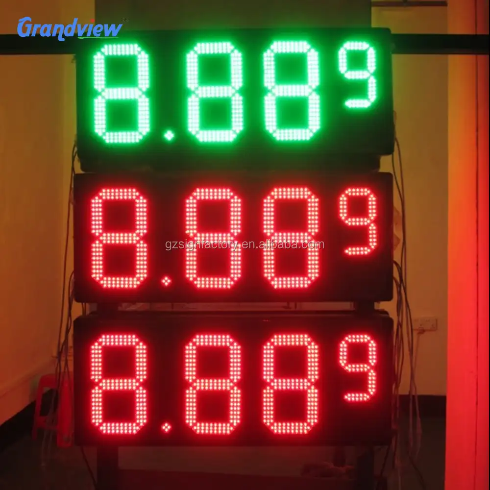 LED 가스 가격 표지판 7 세그먼트 IP65 야외 사용 Led 가스 가격 디지털 기호 주유소 가격 표지판