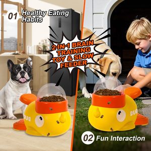 Nuevo <span class=keywords><strong>pato</strong></span> <span class=keywords><strong>amarillo</strong></span> en forma de 2 en 1 perro alimentador lento rompecabezas juguete gato perro interactivo tratar dispensador juguete alimentador lento juguete - Product Image 6