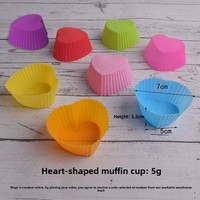 Moule de cuisson en silicone de 7 cm, forme cœur, pour tartelettes, œufs, muffins, puddings et gâteaux, résistant au four