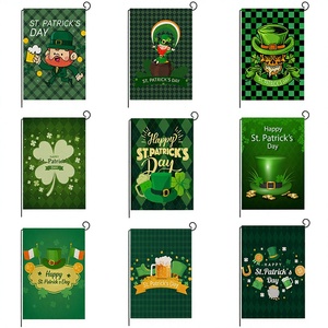 Green St Patrick's Day Nordic Plaid Rectangle Garden <b>Flag</b> Home Irish Festival Polyester <b>Flag</b> for Festival Celebration - Product Image 2