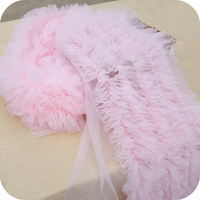 Dentelle plissée à volants de 28CM de large, maille 3D, Tulle dentelle, tissu bricolage robe de poupée, jupe bébé, vêtements bouffants, matériel de couture