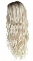 Peluca de Cabello Humano Europeo Virgen Kosher Judío Personalizada con Base de Seda Transparente HD, Balayage Rubio, Sin Pegamento, Doble Trama, Mediana