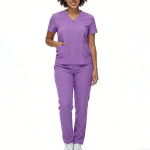 Tenue Médicale Personnalisée Extensible 4 Directions – Ensemble 2 Pièces Col V Femme & Homme avec Poches – Blouse et Pantalon Unisexe pour Hôpital – Style Infirmier Tendance - Product Image 2