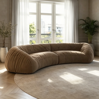 Canapé modulaire incurvé moderne en tissu doux pour salon avec coin arrondi, style italien de luxe