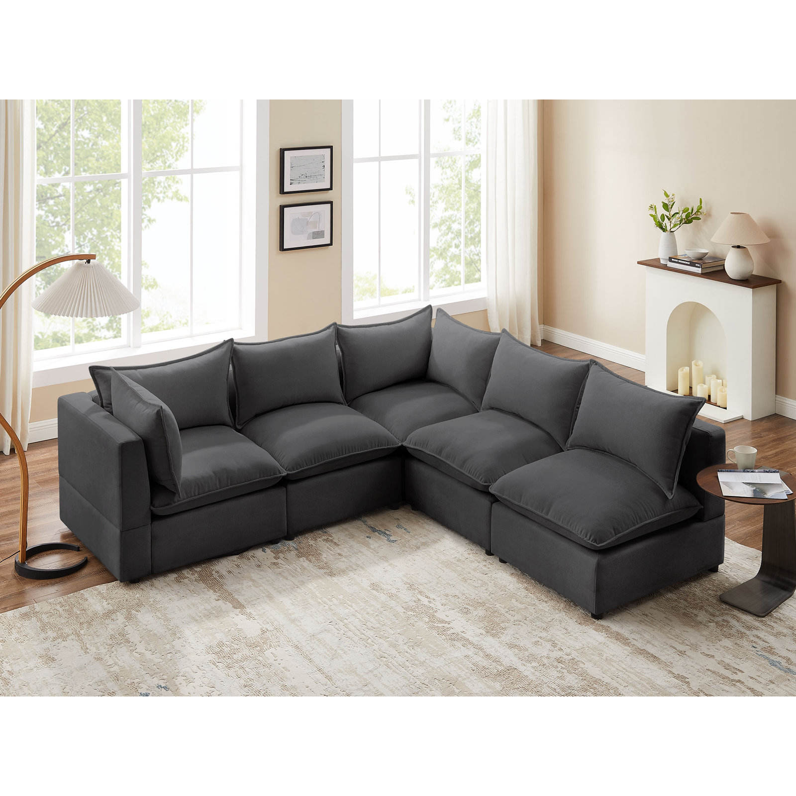 100% Polyester Gris foncé