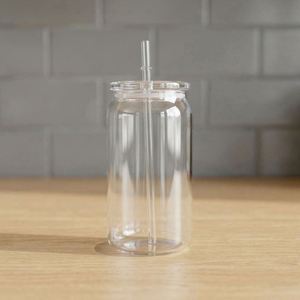 16Oz Clear Plastic USA Stocked Cups-BPA-Free Minimalist Camping Travel <b>Bottle</b> with Screw-On for for Adults - Product Image 3