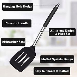 High-temperature Bpa-free/dishwasher Loose <b>Silicone</b> Spatula Stainless Steel Hollow Handle <b>Silicone</b> Cooking Shovel - Product Image 4