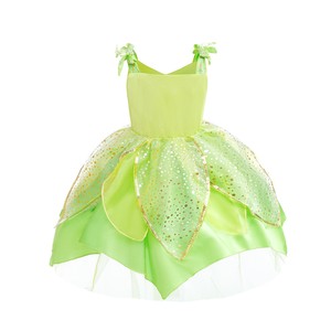 Robe de <span class=keywords><strong>fée</strong></span> en polyester vert 2024 pour filles, costume de princesse Tinker Bell de luxe avec des vignes et des fleurs, Noël, Halloween - Product Image 4