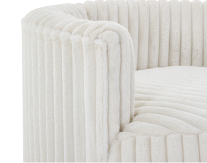Sillón Moderno Blanco de Terciopelo con Ruedas, Tapizado Suave y Acolchado para Sala de Estar - Product Image 5