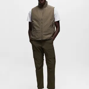 Fashion Khaki Cargo Pants with Custom Button Detailing for, Men Wholesale Streetwear Twill Cotton Pants/