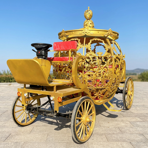 Chariot de balade électrique doré sans chevaux, style princesse Cendrillon citrouille, chariot de mariage royal à vendre - Product Image 1