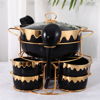 Pot à soupe en céramique personnalisé avec logo pour mariage, fête, banquet, service de table, ensemble de marmites de cuisine modernes et luxueuses