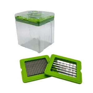 Lưỡi thép không gỉ với 6 cup container Slicer dễ dàng-để-Sử dụng Push dưa chuột đánh lúc lắc