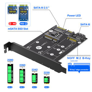 2-Trong-1 MSATA & M.2 Ngff Kép SATAIII Adapter Thẻ PCI Khung Hỗ Trợ 2230 2280 Cho SATA SSD Máy Tính Để Bàn <span class=keywords><strong>PC</strong></span> Mở Rộng Kho - Product Image 2