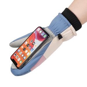 Sace Winter Ski <b>Gloves</b> Unisex <b>Warm</b> Windproof Touchscreen Fleece Lined Gray White - Product Image 4