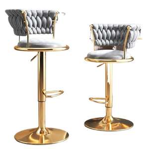 Taburetes de Bar con Altura Ajustable, Estructura Metálica y Respaldo Tapizado para Uso en el Hogar - Product Image 4