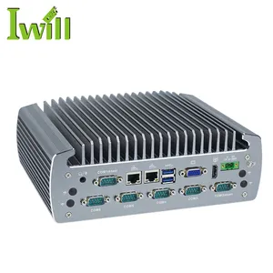 Fanless pos industrial computer IBOX-706 Plus barebone systems 2 lan mini itx pc i5 with 6 RS232