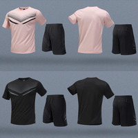 Conjunto Deportivo de Camiseta y Pantalones Cortos Transpirables, de Secado Rápido, Antibacteriano y que Absorbe la Humedad, con Detalles Reflectantes para Entrenamiento, Venta al Por Mayor