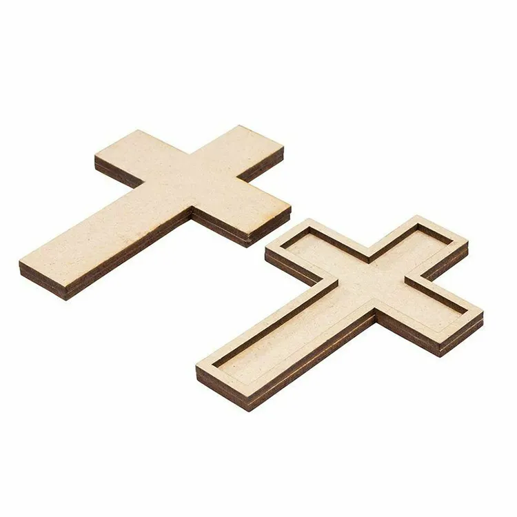 Unfinished Wooden Cross Cutout for Church Decoration wood cross DIY paint