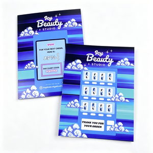<span class=keywords><strong>Carte</strong></span> de remerciement personnalisée avec impression brillante dégradée bleu-violet, en promotion, pour boutique de cosmétiques - Product Image 1
