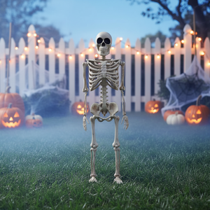 Décoration de jardin squelette d'Halloween en plastique avec articulations mobiles, accessoire effrayant pour maison hantée, pour fête d'Halloween intérieure et extérieure - Product Image 2