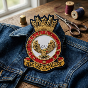 Écusson brodé personnalisé Air Training Corp avec motif Aigle Couronné, à coudre en dentelle, en tissu, avec épingle de sécurité pour vêtement, style circulaire - Product Image 1