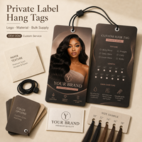 Étiquettes suspendues personnalisées, étiquettes en carton épais entièrement imprimées pour perruques et extensions de cheveux, emballage de marque privée