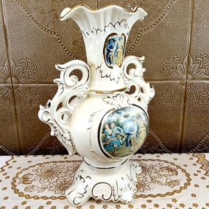 European-style large <b>vase</b> flower arrangement <b>ceramic</b> gold-plated pomegranate porch living room decoration binaural <b>vase</b> luxury - Product Image 3