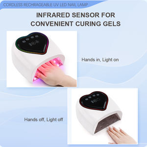 Séchoir à ongles sans fil rechargeable 98W personnalisé Lampe à ongles à LED UV Cœur arc-en-ciel Dispositif de beauté pour salons de manucure - Product Image 6
