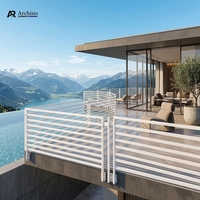 Rampe de balcon en aluminium minimaliste de luxe, extérieure, noire, à lattes horizontales, pour maison moderne, villa, appartement, DIY
