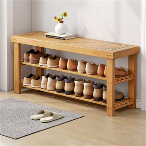 <span class=keywords><strong>Meuble</strong></span> à chaussures moderne en bambou avec banc et siège intégrés, rangement à 2 niveaux <span class=keywords><strong>pour</strong></span> salon – Gain de place, durable, supporte jusqu'à 300 lb - Product Image 5