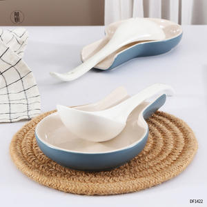 ที่วางช้อนเซรามิก Dongfang สีเทา-น้ำเงิน สีพื้น พร้อมช้อน อุปกรณ์ครัวในบ้าน DF1422 - Product Image 1